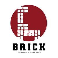 Bricks Logo Design, Material Stone Illustration Vector, Building Construction Icon vector