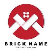 Bricks Logo Design, Material Stone Illustration Vector, Building Construction Icon vector