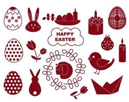 Vector Easter silhouette icons set