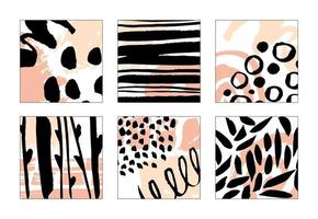 Hand drawn textures and brushes. Set modern abstract strokes background. Vector squre banner