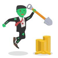 zombie businessman found gold information design character on white background vector