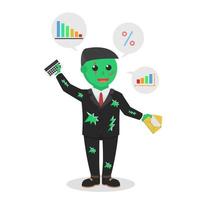 zombie businessman counting percentage design character on white background vector