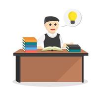 male student got idea while reading a book design character on white background vector