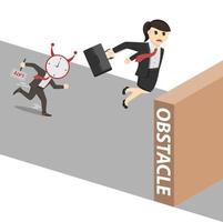 business woman secretary jump over obstacle design character on white background vector