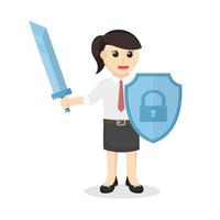 business woman secretary knight defender protect business design character on white background vector