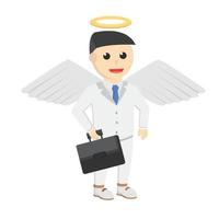 empresario ángel con carácter de diseño de maletín sobre fondo blanco vector