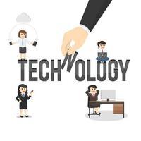 business woman secretary technology design character on white background vector