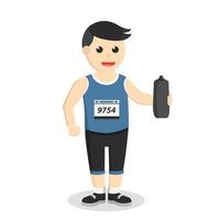 marathon runner holding water bottle design character on white background vector