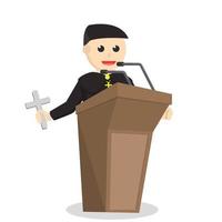 priest giving speech design character on white background vector