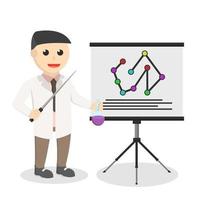 man scientist presentation his research design character on white background vector