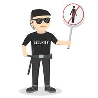 security guard with forbidden pass sign design character on white background vector