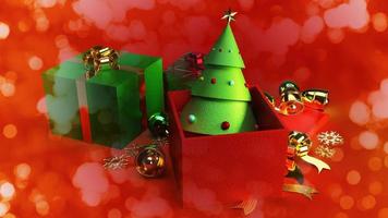 Christmas tree in gift box 3d rendering for Christmas content. photo