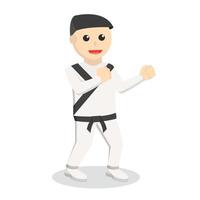 personaje de diseño de pose de combate de hombre de karate sobre fondo blanco vector