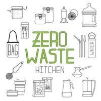 Set vector zero waste things for kitchen. Ecological lifestyle.