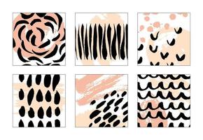 Hand drawn textures and brushes. Set modern abstract strokes background. Vector squre banner