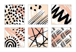 Hand drawn textures and brushes. Set modern abstract strokes background. Vector squre banner