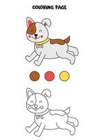 Color cute brown dog. Worksheet for kids. vector