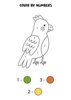 Color cute cartoon parrot by numbers. Worksheet for kids. vector