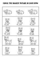 Find the biggest cute dog in each row. vector