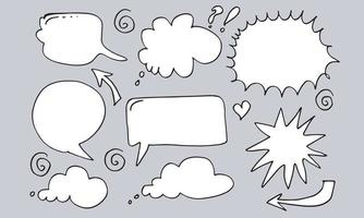 Hand drawn set of speech bubbles isolated on grey background. vector