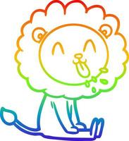 rainbow gradient line drawing happy cartoon lion vector