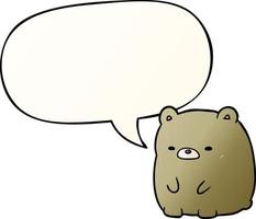 cute cartoon sad bear and speech bubble in smooth gradient style vector