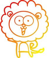 warm gradient line drawing happy cartoon lion vector