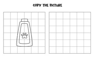Copy the picture of black and white pet shampoo. Logical game for kids. vector
