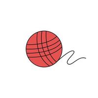 Vector illustration of red ball of yarn on white background.