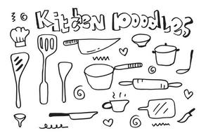Hand drawn kitchen doodles icon set. cooking tools and kitchen icon collection. Vector illustration.