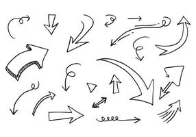 elementos de diseño de garabatos. flechas dibujadas a mano aisladas sobre fondo blanco. ilustración vectorial vector