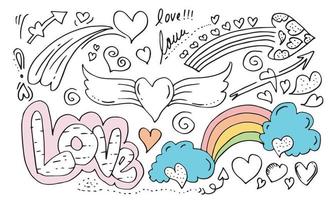 Set of love. Hand drawing. Doodle style. for your design. vector