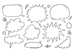 Hand drawn set of speech bubbles isolated on white background. vector