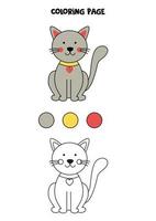 Color cute gray cat. Worksheet for kids. vector