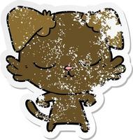 distressed sticker of a cute cartoon dog vector