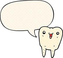 cartoon tooth and speech bubble in comic book style vector