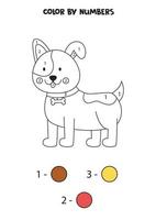 Color cartoon dog by numbers. Worksheet for kids. vector