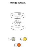 Color cartoon dog food by numbers. Worksheet for kids. vector