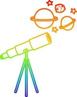 rainbow gradient line drawing cartoon telescope vector