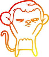 warm gradient line drawing cartoon monkey vector