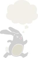 cartoon rabbit and thought bubble in retro style vector