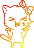 warm gradient line drawing cartoon cat vector