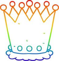 rainbow gradient line drawing cartoon crown vector