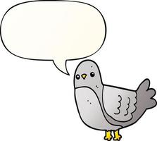 cartoon bird and speech bubble in smooth gradient style vector