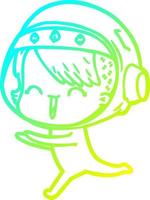 cold gradient line drawing happy cartoon space girl vector