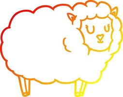 warm gradient line drawing cartoon sheep vector