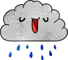 textured cartoon kawaii weather rain cloud vector