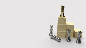chess and wood cube 3d rendering  for business content. photo