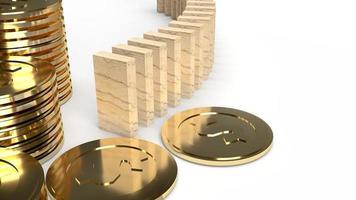 wood domino and gold coin 3d rendering abstract image for business content. photo