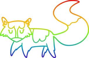 rainbow gradient line drawing cartoon fox vector